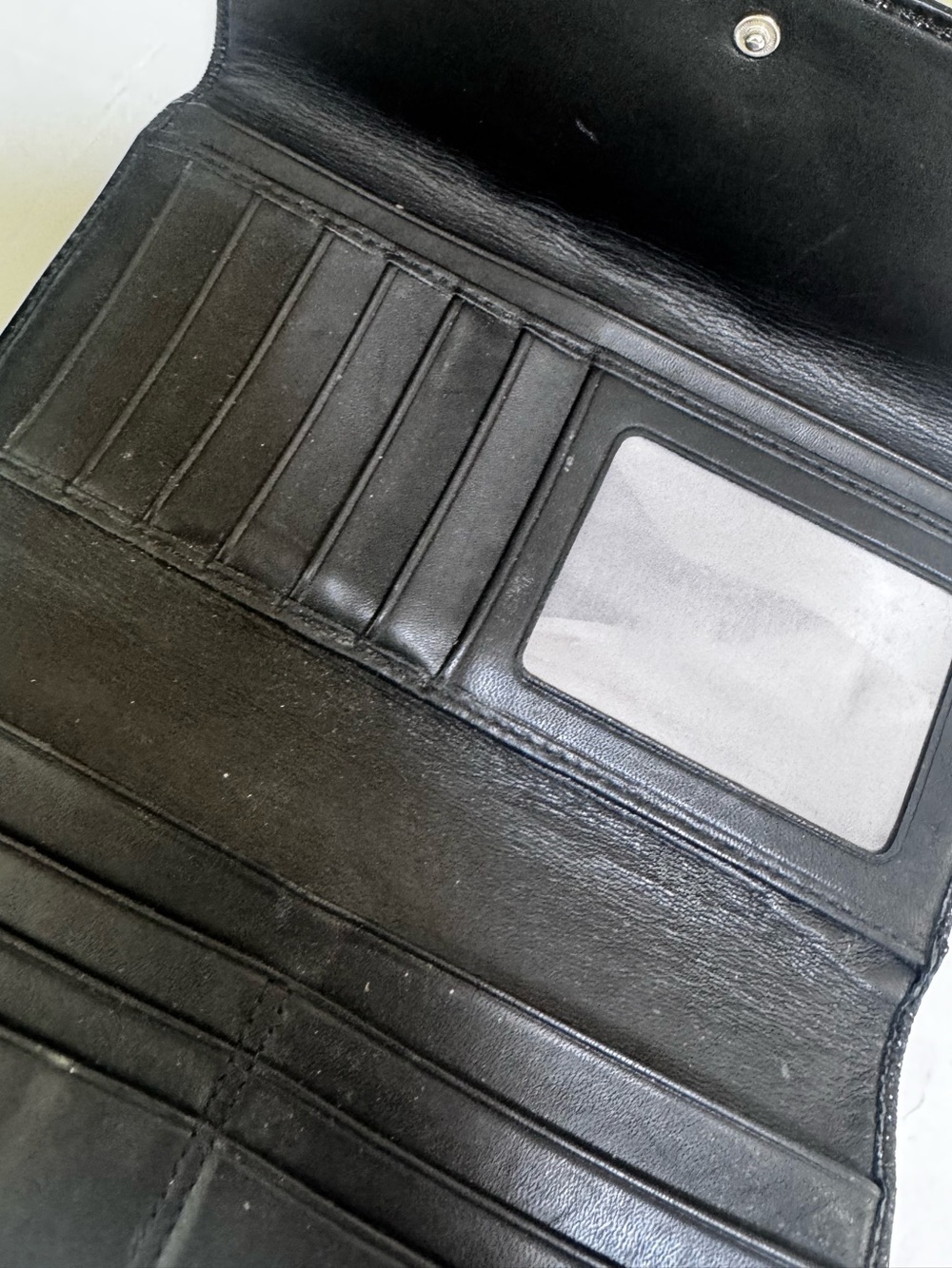 Coach Signature C Jacquard Leather TriFold Wallet Black Clutch Card Case Canvas - Picture 6 of 16